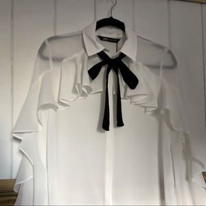 Zara S NWT white button up blouse